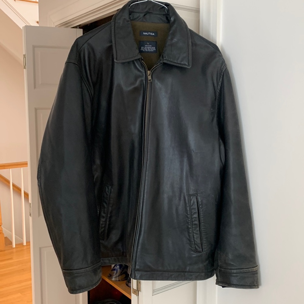 Nautica Mens Leather Jacket
